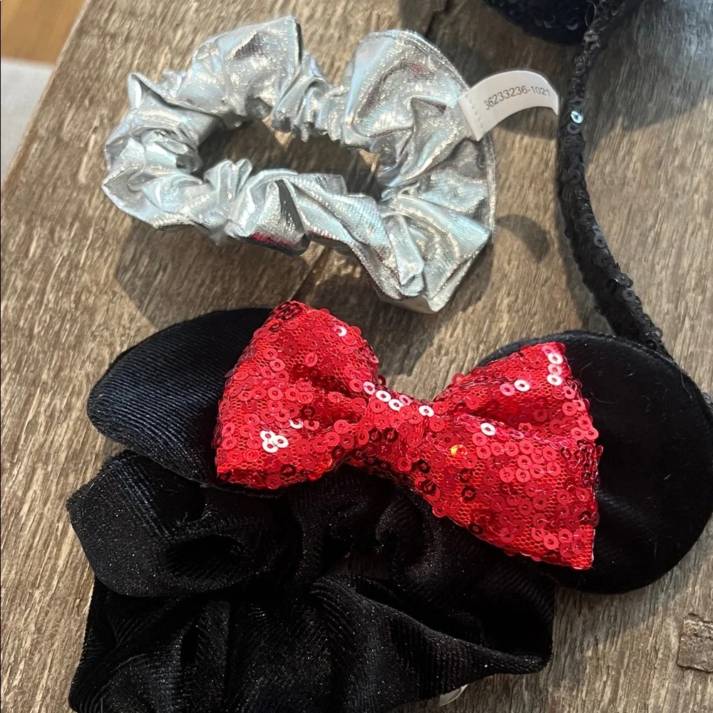 Disney vacation Minnie Mouse Sequin Ear Headbands Bundle - Red & Black Polka Dot